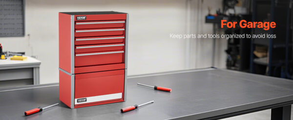 VEVOR 5-Drawer 8.6in Metal Tool Box Red/Black Portable Small Tool Chest - Image 18