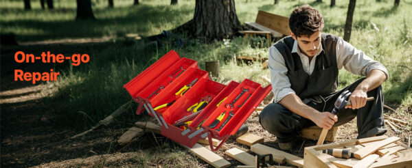 VEVOR 18in Metal Tool Box 3-Tier 5-Tray Portable Folding Tool Chest - Image 17
