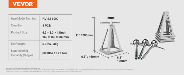 VEVOR RV Stabilizer Jacks 4 Pack Aluminum RV Leveling Jacks 6000 Lbs - Image 13