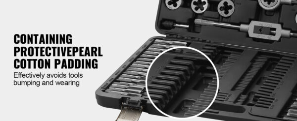 VEVOR Tap and Die Set 40PCs 60PCs 80PCs 110/116PCs Metric or SAE Standard Bearing Steel Taps and Dies Essential Threading Tool - Image 22