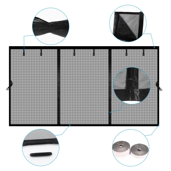 8 ft. x 7 ft. Black Fiberglass Magnetic Stationary Garage Door Screen - Image 2