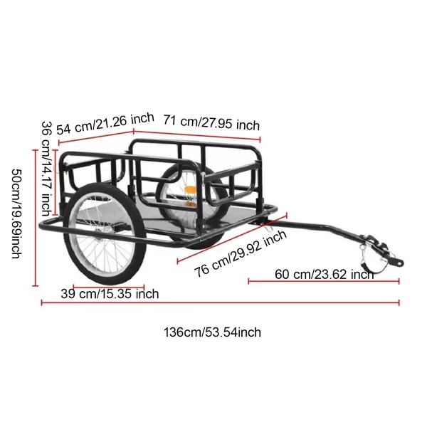 Bicycle Cargoes Trailer Utility with Connector 50kg Load Bearing Wagon Carrier - Image 7