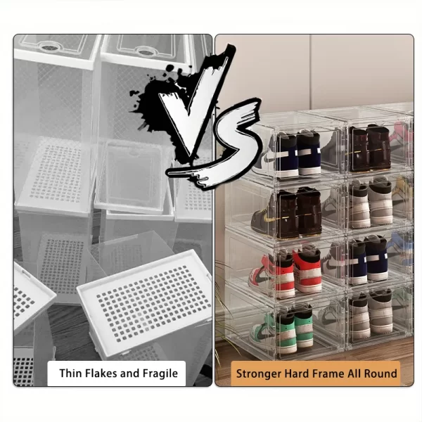 10 Pack Large Shoe Boxes Clear Plastic Stackable,Shoe Storage Organizer with Lids - Image 8
