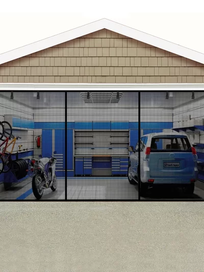 8 ft. x 7 ft. Black Fiberglass Magnetic Stationary Garage Door Screen