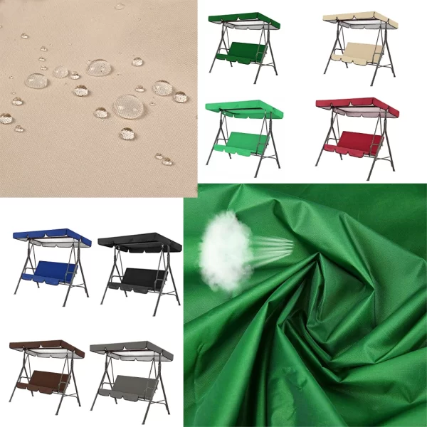 2pcs/set 210D Patio Swing Cover Set Waterproof UV-resistant Swing Canopy Seat Top Awning 190*132*15cm - Image 17