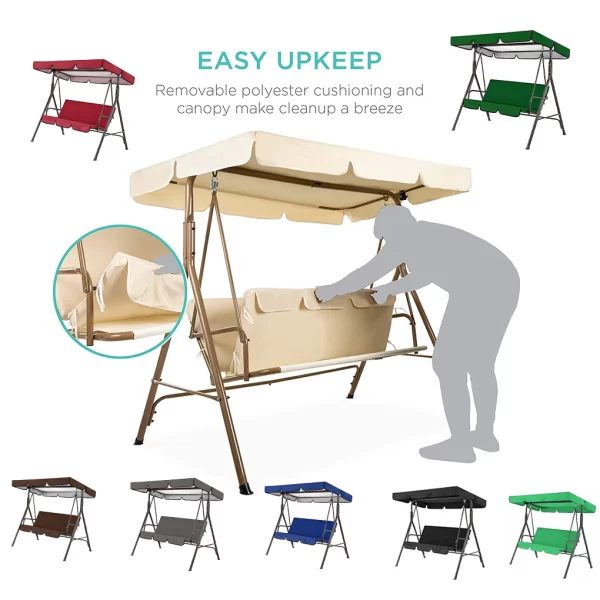 2pcs/set 210D Patio Swing Cover Set Waterproof UV-resistant Swing Canopy Seat Top Awning 190*132*15cm - Image 18