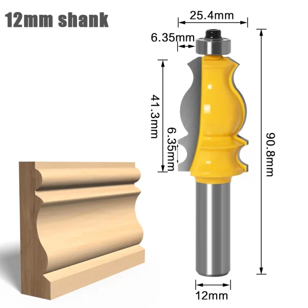 1PC Architectural Molding Router Bit - 1/2" Shank 12mm 8mm shank - Image 2