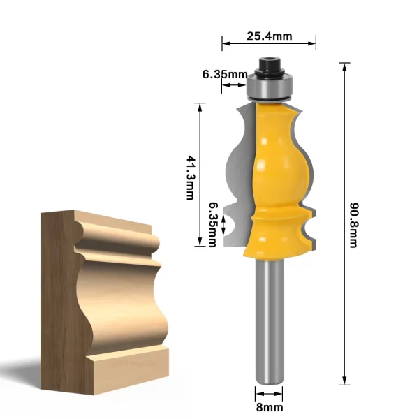 1PC Architectural Molding Router Bit - 1/2" Shank 12mm 8mm shank - Image 7