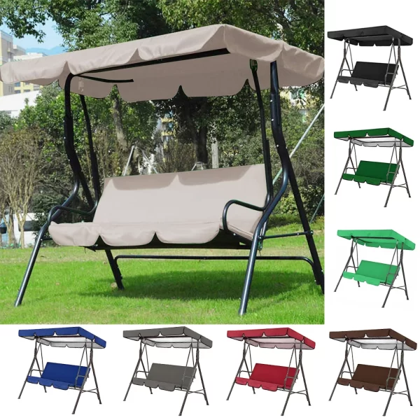 2pcs/set 210D Patio Swing Cover Set Waterproof UV-resistant Swing Canopy Seat Top Awning 190*132*15cm