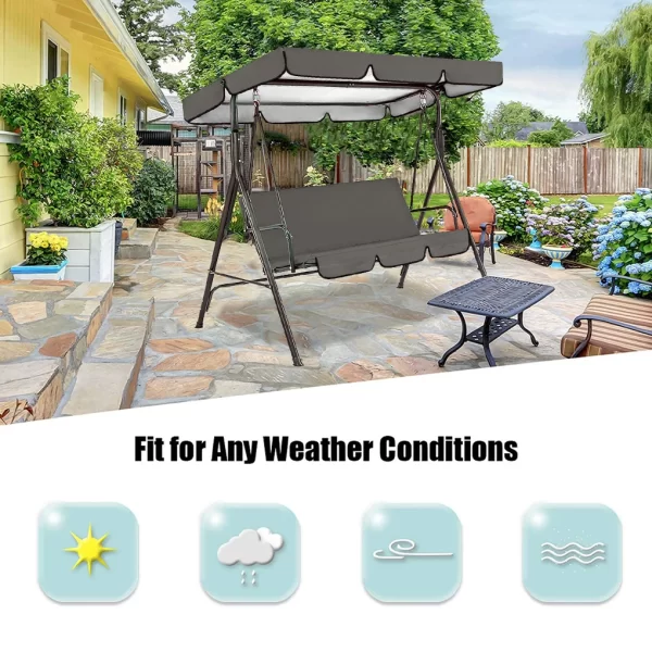 2pcs/set 210D Patio Swing Cover Set Waterproof UV-resistant Swing Canopy Seat Top Awning 190*132*15cm - Image 21