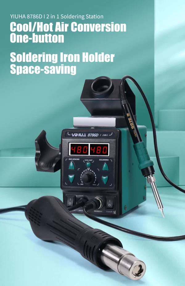 YIHUA 8786D Soldering Iron Hot Air Soldering Station Tool Welding Station - Image 12