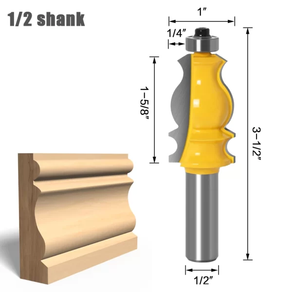 1PC Architectural Molding Router Bit - 1/2" Shank 12mm 8mm shank - Image 3