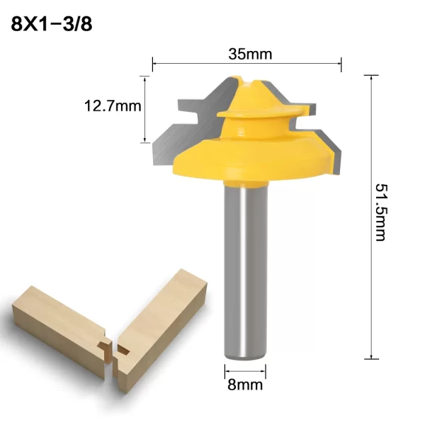 8MM 45 Degree Lock Miter Router Bit Tenon Milling Cutter - Image 10