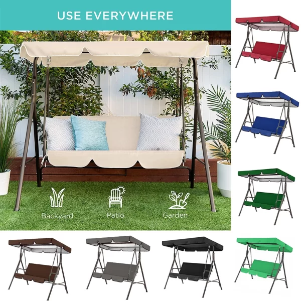 2pcs/set 210D Patio Swing Cover Set Waterproof UV-resistant Swing Canopy Seat Top Awning 190*132*15cm - Image 16
