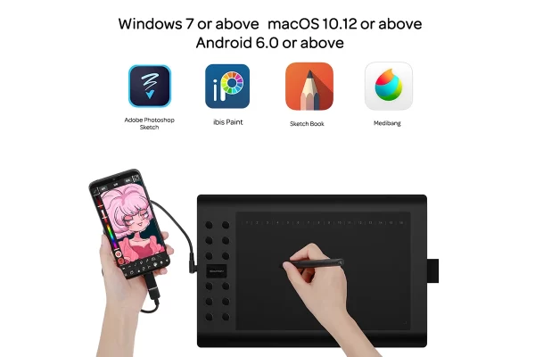 GAOMON M106K PRO 10'' Graphics Drawing Tablet with 8192 Levels Tilt Supported Battery-free Art Stylus for Windows/Mac/Android OS - Image 14