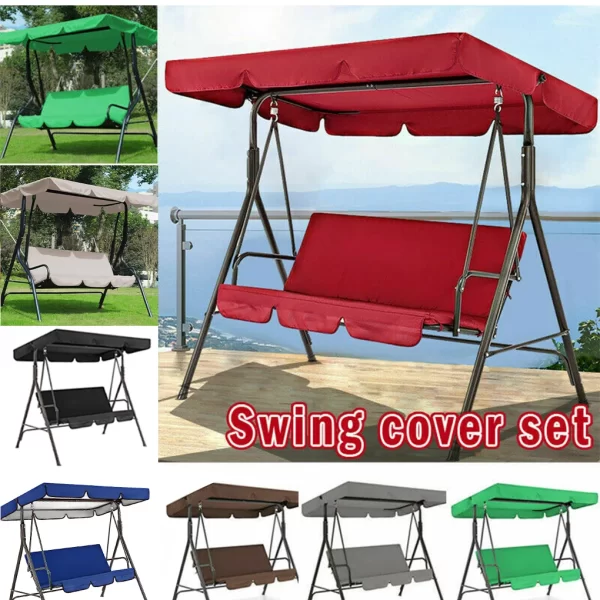 2pcs/set 210D Patio Swing Cover Set Waterproof UV-resistant Swing Canopy Seat Top Awning 190*132*15cm - Image 15