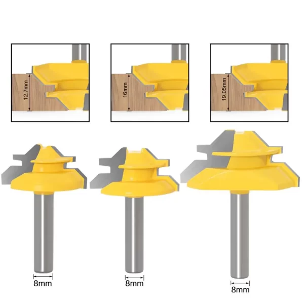 8MM 45 Degree Lock Miter Router Bit Tenon Milling Cutter - Image 7
