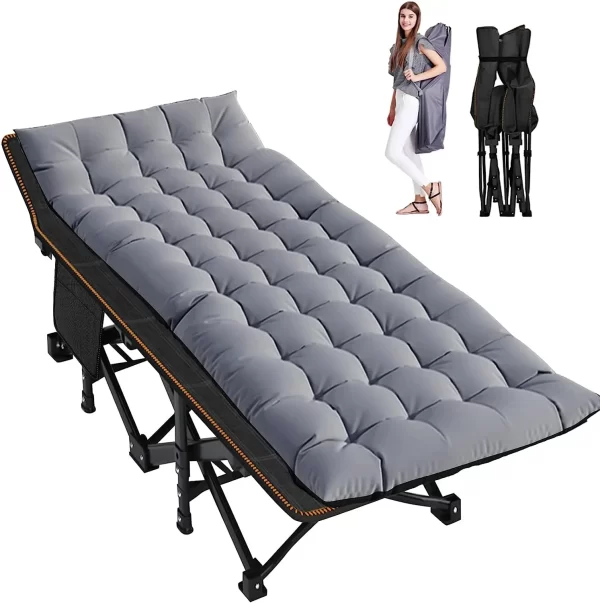 High Quality Portable Outdoor Folding Bed Camping Sleeping Cots Stainless Steel Pipe - Image 7