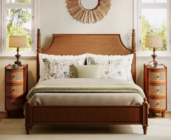 Tribesigns End Table Round Solid Wood Sofa Bedside Narrow Bedroom Side Table - Image 22