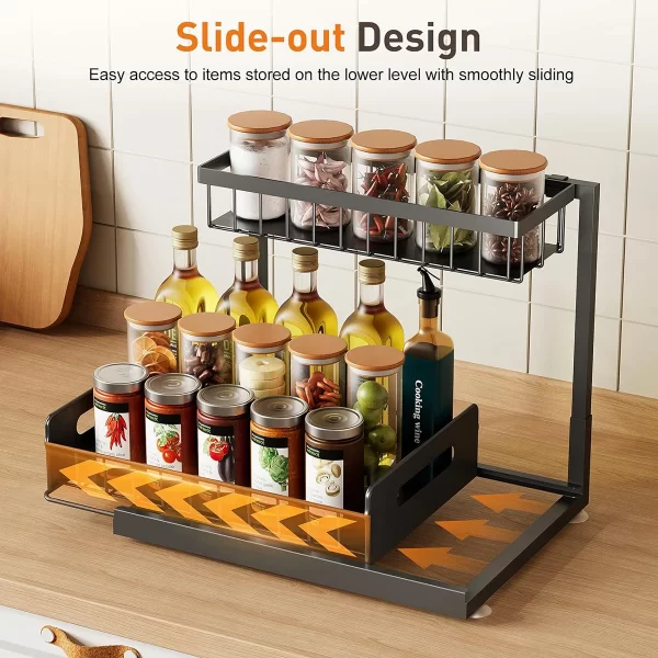 Under Sink Organizers and Storage 2 Tier Slide Out Kitchen Cabinet Organizer Sturdy Metal Bathroom Storage - Image 15