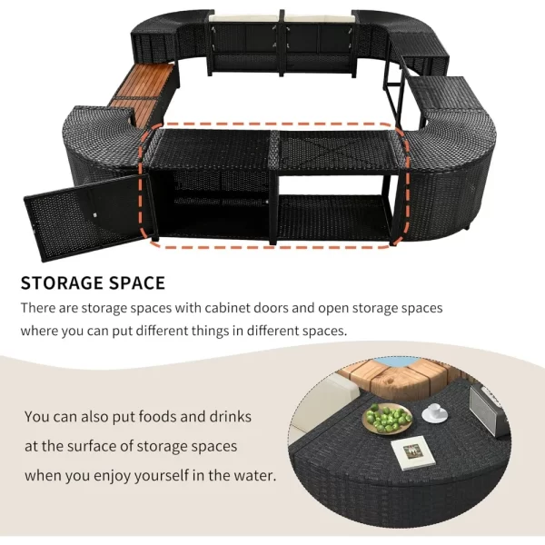 Patio Furniture Set, Spa Surround Outdoor Rattan Sofa Set - Image 5