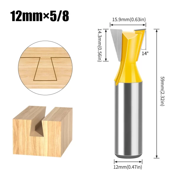 1Pcs 6mm 12mm Shank Dovetail Joint Router Bits Set Dovetail Joint Router Bits Set - Image 22