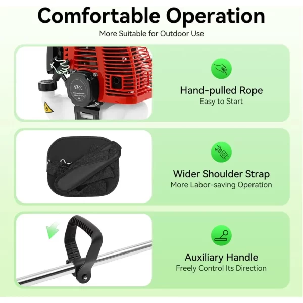 Gas Powered String Trimmer, 2 Stroke Cordless Lawn Edger Gasoline Weed Eater - Image 4