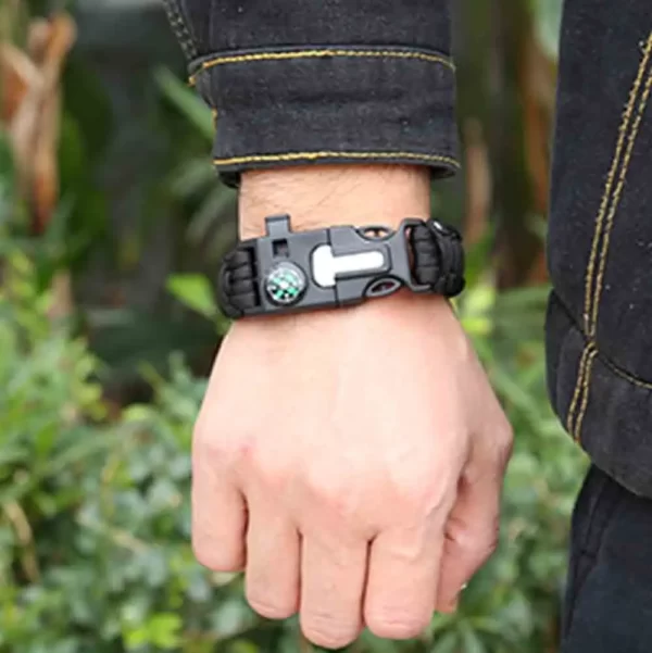 Outdoor  Survival Umbrella Rope SOS Bracelet Emergency Rescue Bracelet Compass - Image 6
