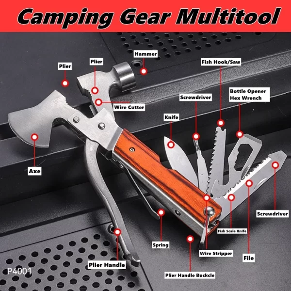 Multitool,Survival  Emergency Escape Tool with Axe,Hammer,Plier,Knife,Bottle Opener - Image 9