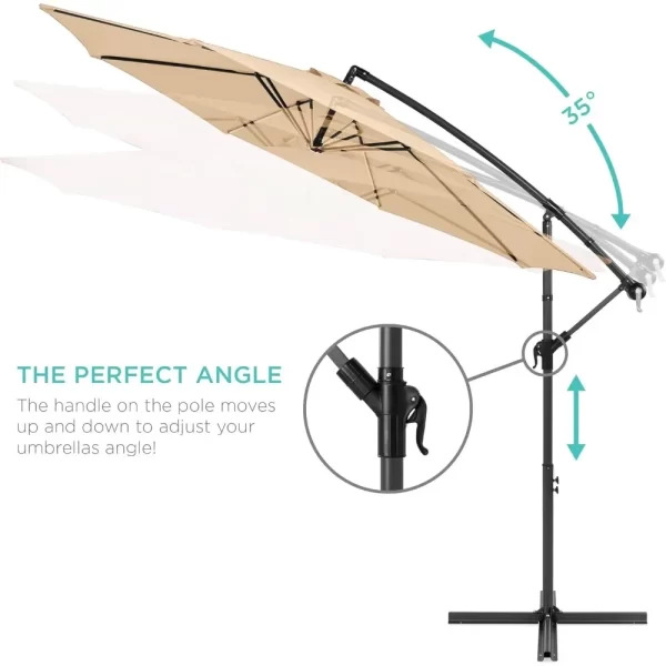 10ft Offset Hanging Market Patio Umbrella w/Easy Tilt Adjustment, Polyester Shade - Image 33
