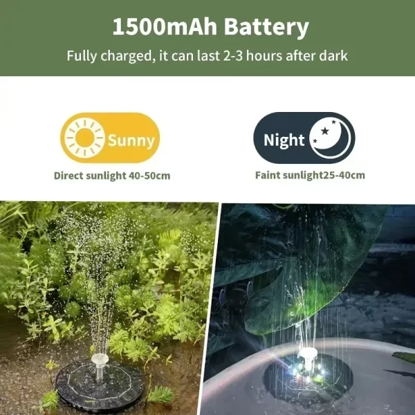 Fountain Light 7 Colors LED Light Solar Fountain Light Rotating Fountain - Image 2