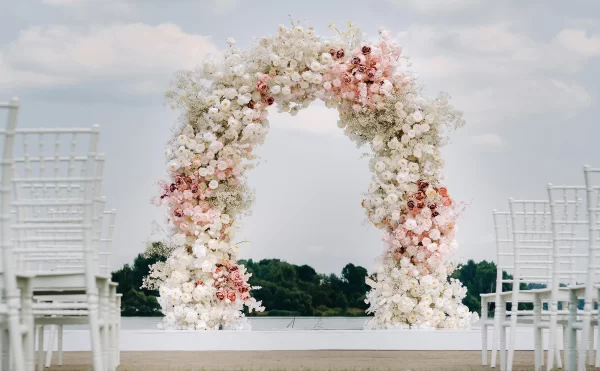Large White Wedding Arch Stand 3 Layer - Image 8