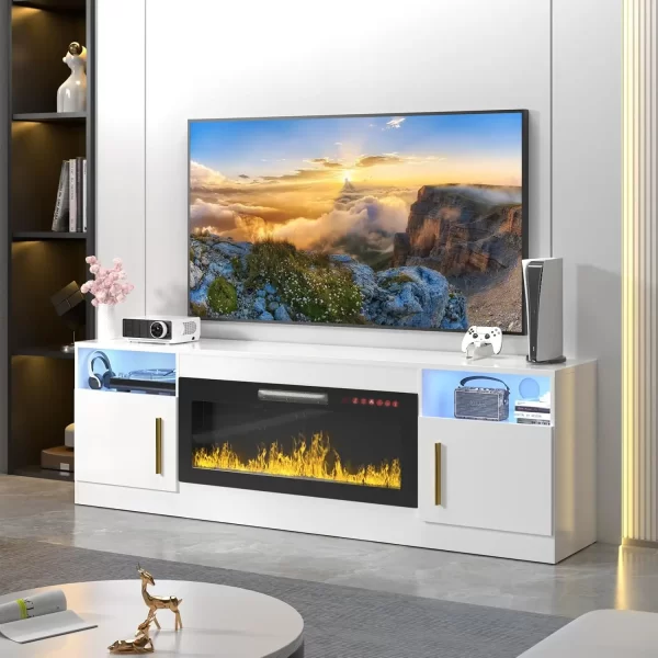 TV Stand with Fireplace, 36" Fireplace TV Stand LED Entertainment Center with Fireplace