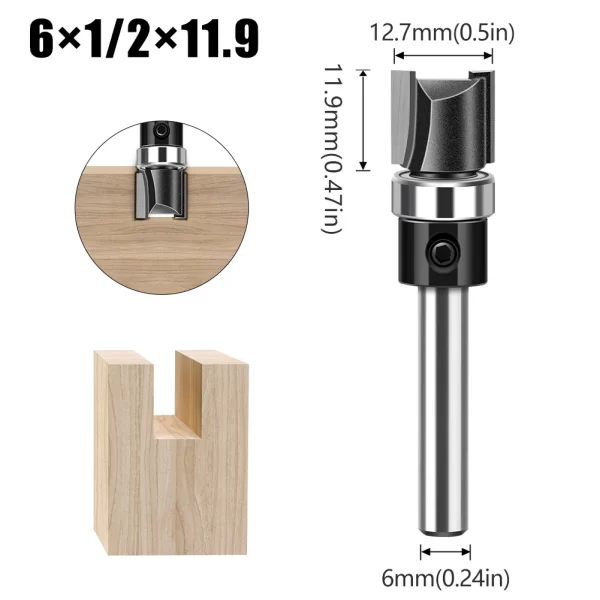 1pc 6mm 1/4"Shank Bearing Straight Router Bit - Image 10