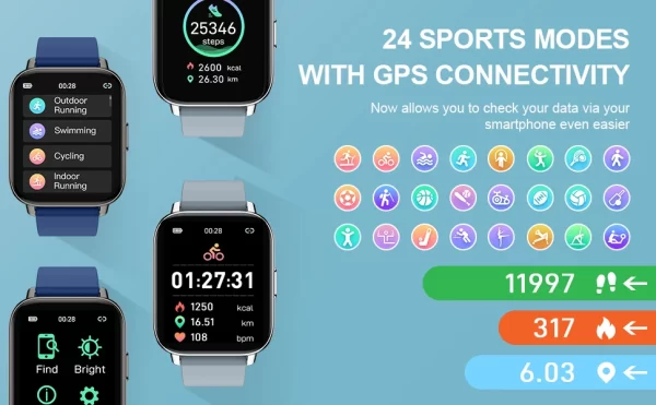 Jxrev Smart Watch, Fitness Tracker Watch for Men Women, 1.69'' - Image 8
