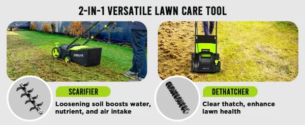 Deli 2-in-1 Electric Dethatcher & Scarifier, 13-Inch 12-Amp Powered Lawn Tool - Image 8