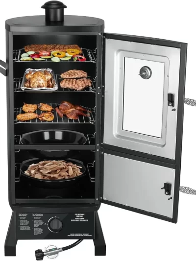 Smoker with Cover, Vertical Smoker Grill with Temperature Control