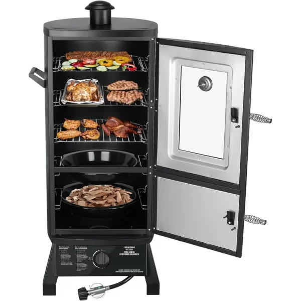 Smoker with Cover, Vertical Smoker Grill with Temperature Control