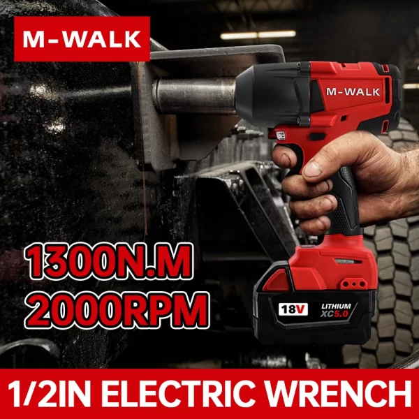M-WALK Electric Impact Wrench 1300N. Power Wrench For 18V Milwaukee Battery Pin - Image 3