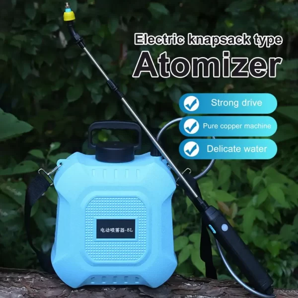 5L/8L Garden Electric Sprayer Backpack Sprayer with Shoulder Strap Telescopic Wand 2 Nozzles Battery Powered Sprayer