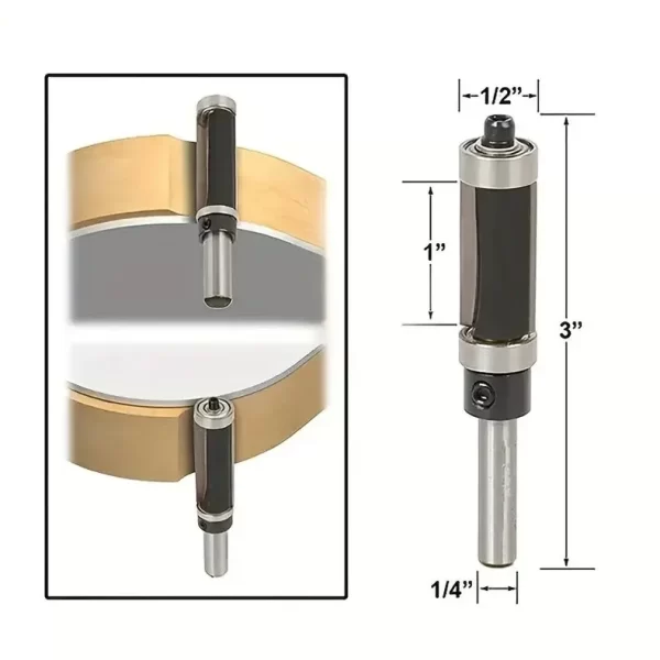 1pc Woodworking Power Tools 1/4'' Shank Top & Bottom Bearing Flush Trim Router Bit - Image 8