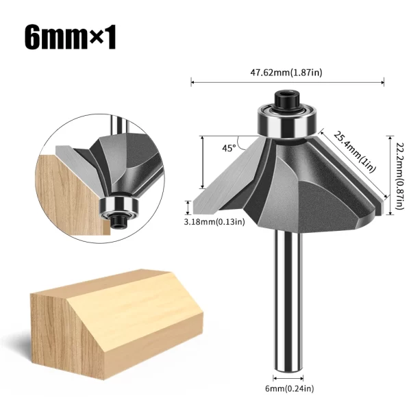 1pc 6mm 12mm Shank 45 Degree Bevel Router Bit Woodworking - Image 19