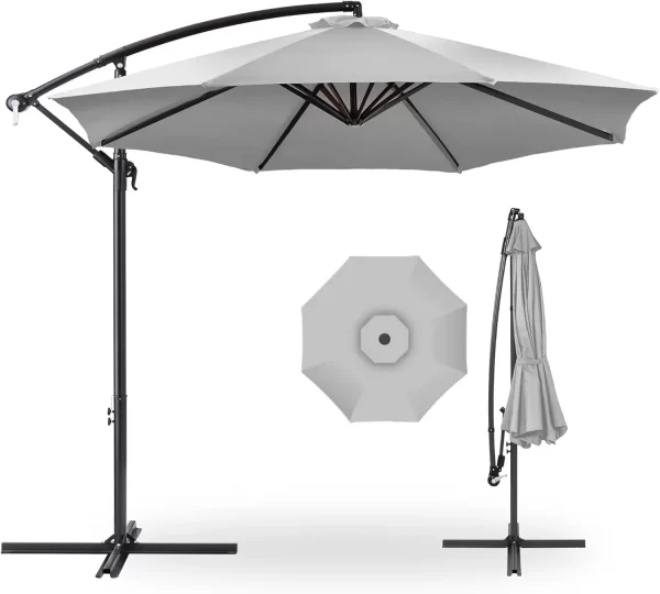 10ft Offset Hanging Market Patio Umbrella w/Easy Tilt Adjustment, Polyester Shade - Image 23