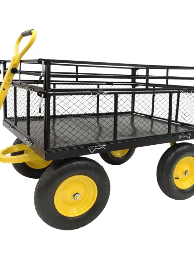 LZBEITEM Steel Garden Cart, Heavy Duty 1400 lbs Capacity, with Removable Mesh Sides