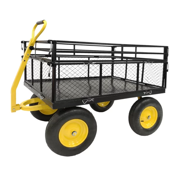 LZBEITEM Steel Garden Cart, Heavy Duty 1400 lbs Capacity, with Removable Mesh Sides