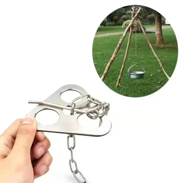 Portable Detachable Outdoor Barbecue Tripod Hanging Rack Campfire Grill Pot Triangle Stand Set - Image 13