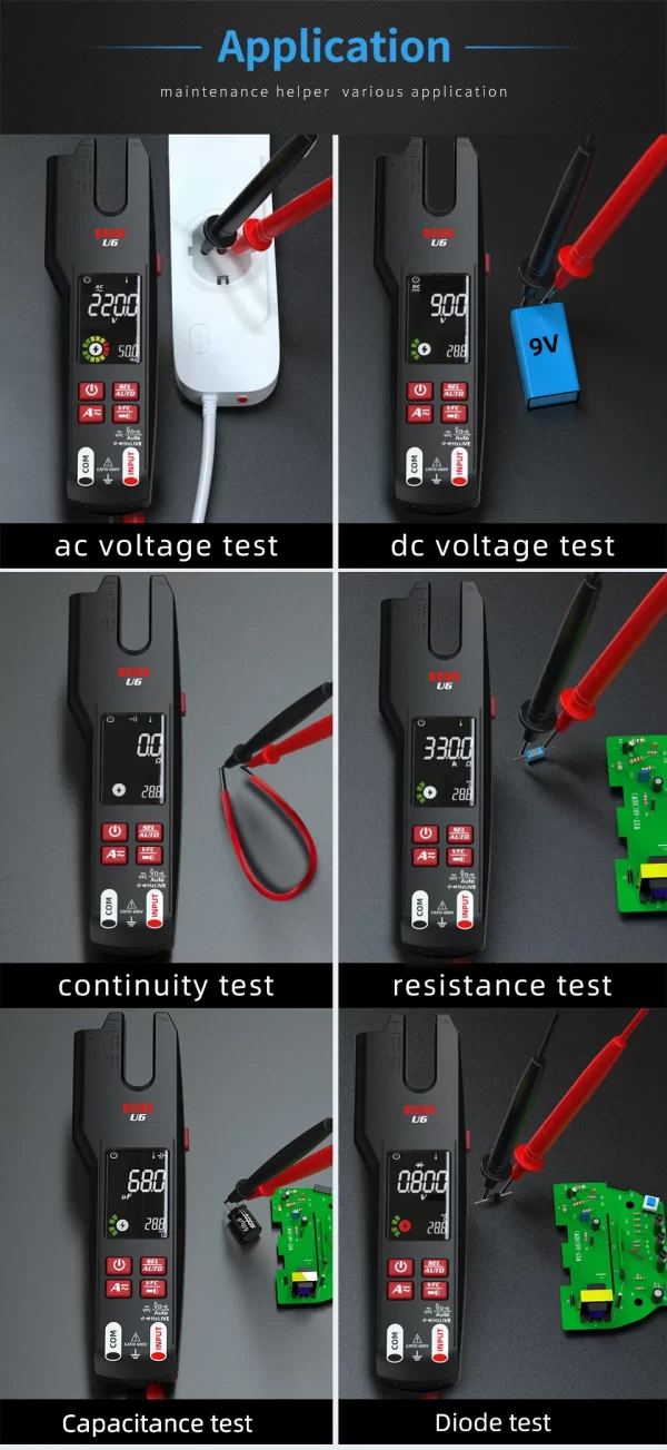 BSIDE U6 Professional Digital Clamp Meter 600A AC DC Pliers Voltmeter Electrical Tester - Image 13