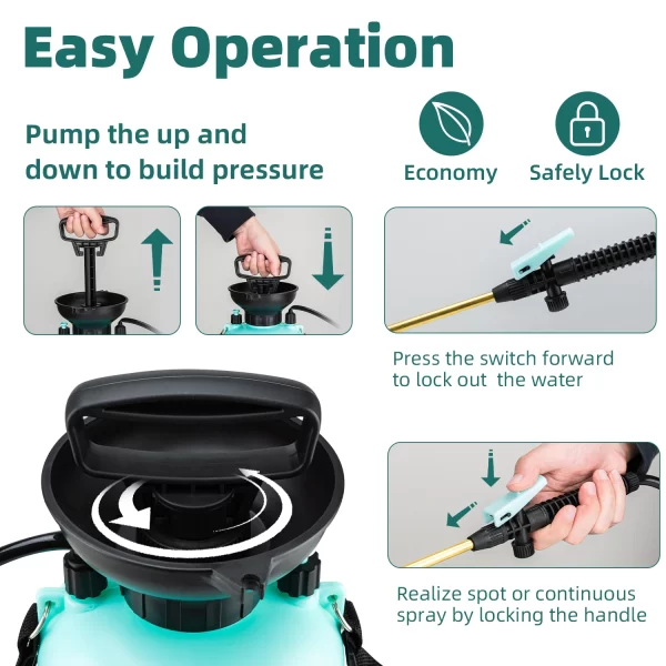 Deli 8L Garden Pressure Sprayer,Durable and Adjustable Spraying Tool - Image 5