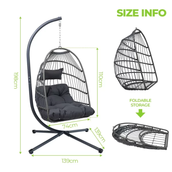 Hanging With Stand Patio Swinging Outdoor Hammock Egg Chair - Image 6