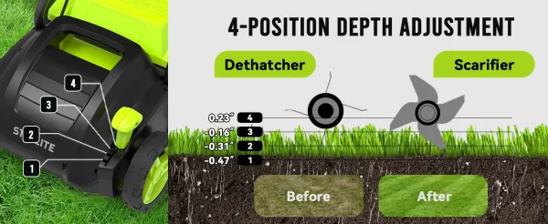 Deli 2-in-1 Electric Dethatcher & Scarifier, 13-Inch 12-Amp Powered Lawn Tool - Image 9